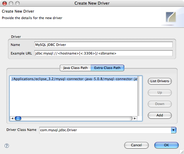 set classpath for jdbc driver mac